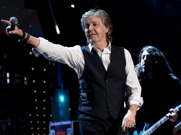 The Beatles Paul McCartney performing live onstage in 2021