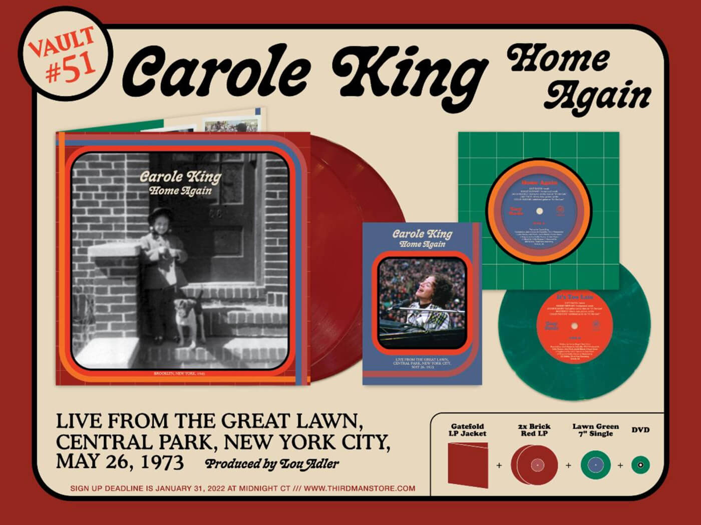 Carole King’s 1973 Central Park concert to be released by Third Man Records
