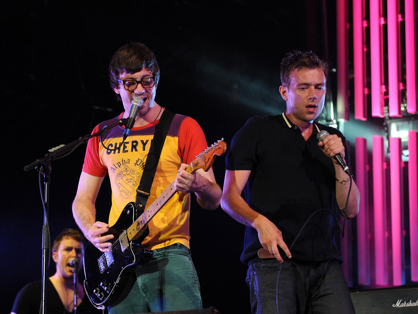 A newly-reformed Blur performing at Glastonbury in 2009