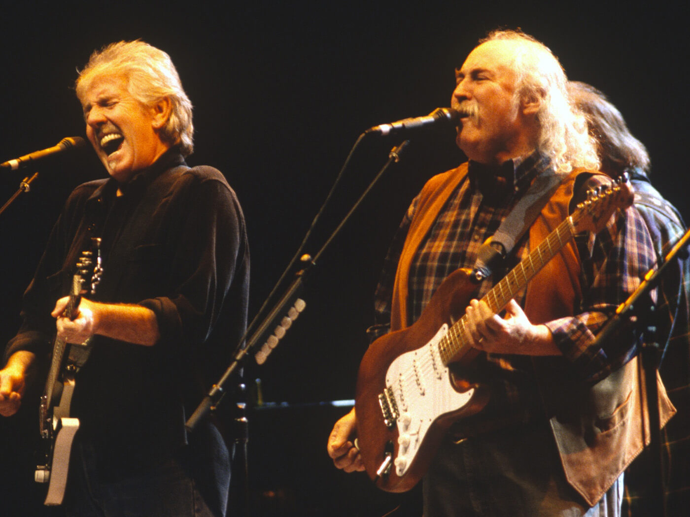 Graham Nash and David Crosby performing together in 2000