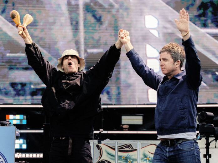 Oasis' Liam and Noel Gallagher at Murrayfield Stadium, Edinburgh, August 2025